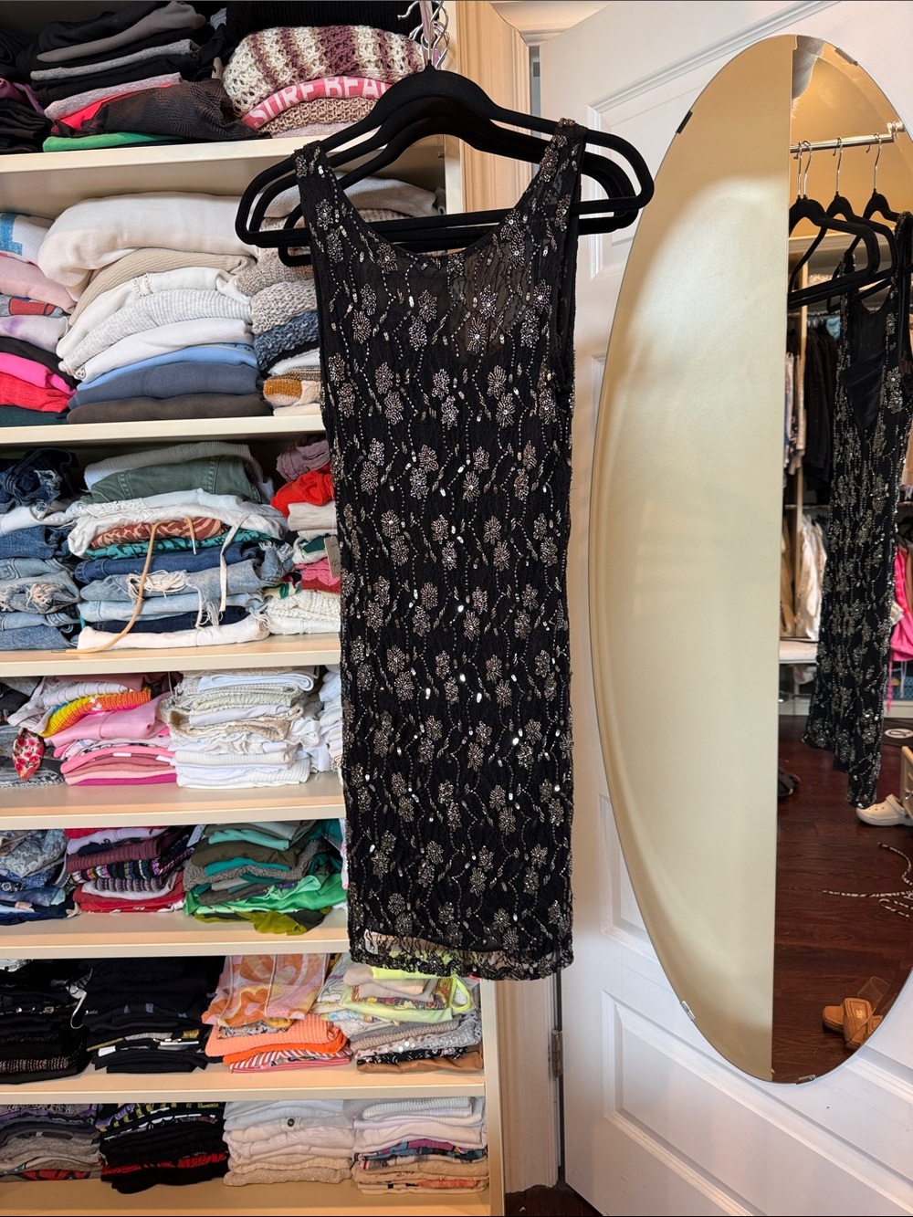 Alice + Olivia Black Beaded Mini Dress